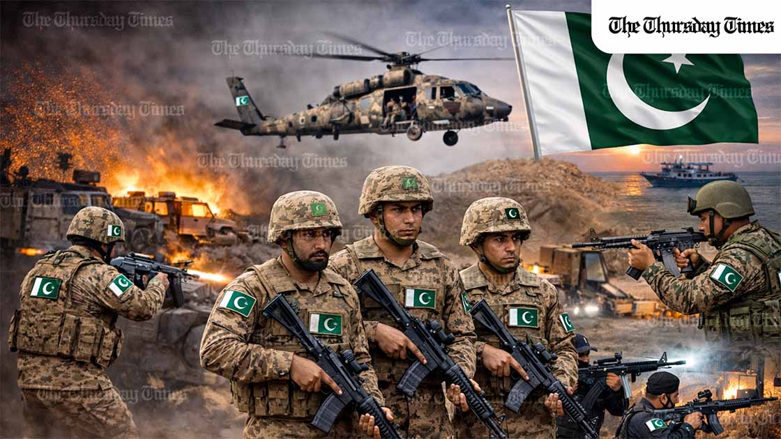 Pakistan’s security forces foiled coordinated terrorist attacks across twelve locations in Balochistan, killing fifty-eight militants and preventing large-scale casualties despite losses among civilians and security personnel. — FILE/THE THURSDAY TIMES