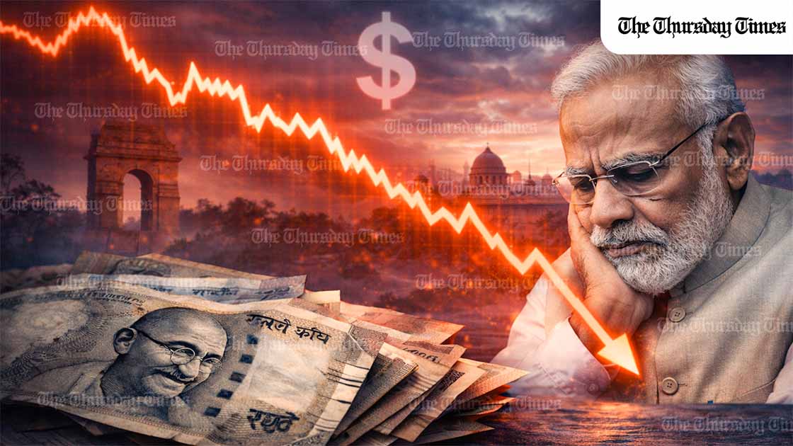 The Indian rupee slid to a record low against the dollar as foreign investor outflows, tariff shocks and market anxiety overwhelmed India’s claims of strong economic growth. — FILE/THE THURSDAY TIMES
