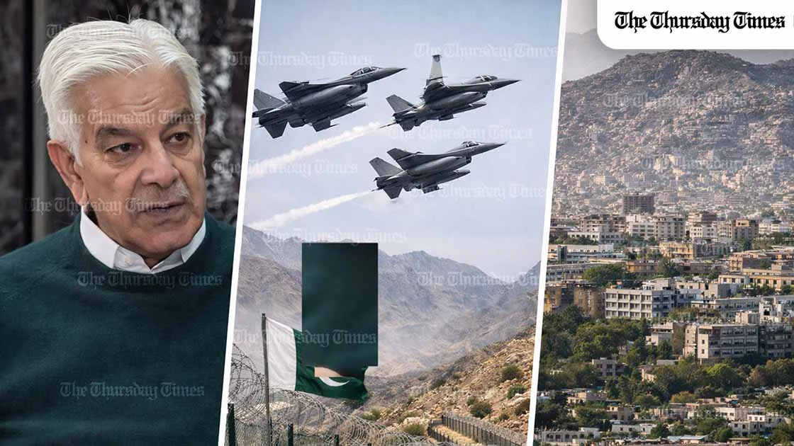Pakistan’s defence minister Khawaja Asif says that terrorist attacks inside Pakistan are part of a proxy war involving the Taliban government in Kabul and India, warning that Pakistan could take action inside Afghanistan while stressing national security concerns and regional stability. — MONTAGE/THE THURSDAY TIMES
