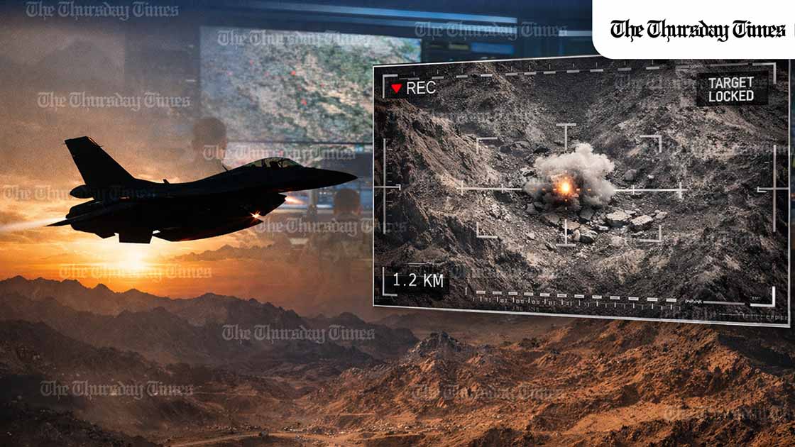 Pakistan launched coordinated intelligence-based airstrikes across eastern Afghanistan after recent suicide attacks, claiming to have killed more than 100 militants linked to anti-Pakistan networks. — FILE / THE THURSDAY TIMES