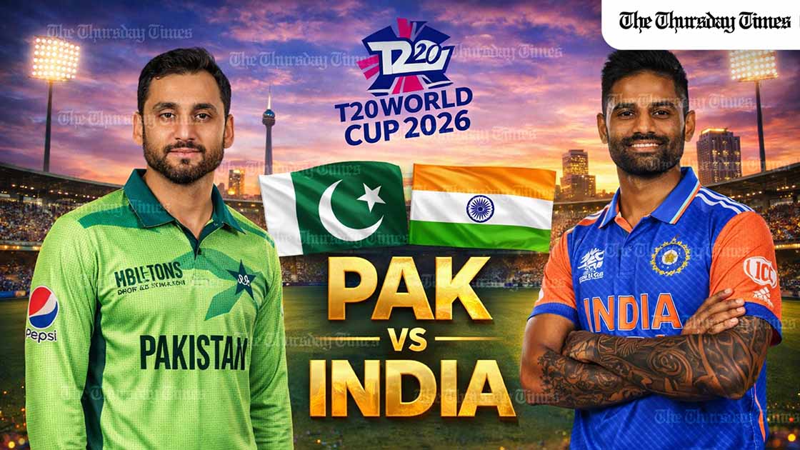 Pakistan and India face off in Colombo at the T20 World Cup in a match supercharged by regional tension, a Bangladesh-related boycott crisis that nearly derailed the fixture, and a rivalry whose recent numbers heavily favour India. — FILE/THE THURSDAY TIMES