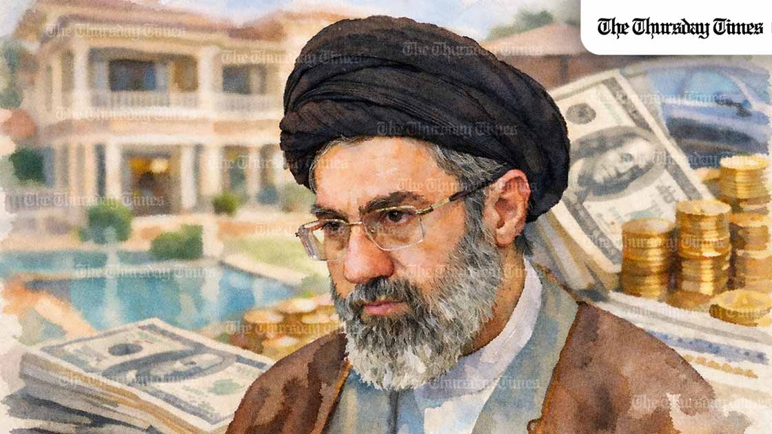 Bloomberg reports that Mojtaba Khamenei is tied to a covert overseas network worth more than $138 million spanning luxury properties, offshore firms, hotel assets and foreign bank routes across Europe and the Gulf. — MICHAEL MCCALL FOR THE THURSDAY TIMES