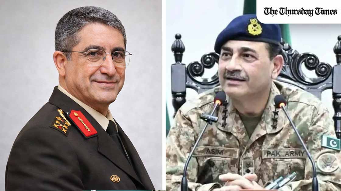 Field Marshal Asim Munir’s contact with Türkiye’s army chief, after his Riyadh meeting with Prince Khalid bin Salman, highlighted Pakistan’s active defence diplomacy as Iran signalled a halt to attacks on neighbouring countries. — FILE/THE THURSDAY TIMES