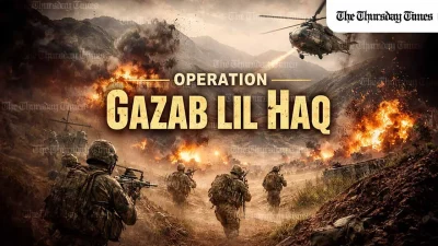 Security sources say Pakistan launched aggressive action across all sectors of the Pak-Afghan border after alleged TTA attacks on 26 February, claiming multiple posts captured, heavy Taliban losses, and firm control of the 32 sq km Ghudwana Enclave in the Zhob sector. — FILE / THE THURSDAY TIMES