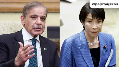 According to Japanese officials, Takaichi conveyed her respect for Islamabad’s role in facilitating the recent negotiations, which brought U.S. and Iranian representatives together in a rare direct engagement in the Pakistani capital. — MONTAGE/THE THURSDAY TIMES