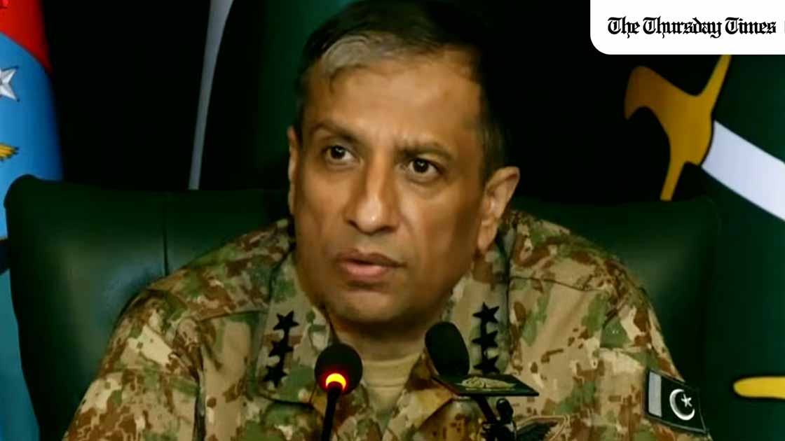 DG ISPR Lt. Gen Ahmed Sharif Chaudhry says Marka-e-Haq proved Pakistan’s deterrence, unity and regional role, warning that any future aggression will be met with full national resolve. — FILE/THE THURSDAY TIMES