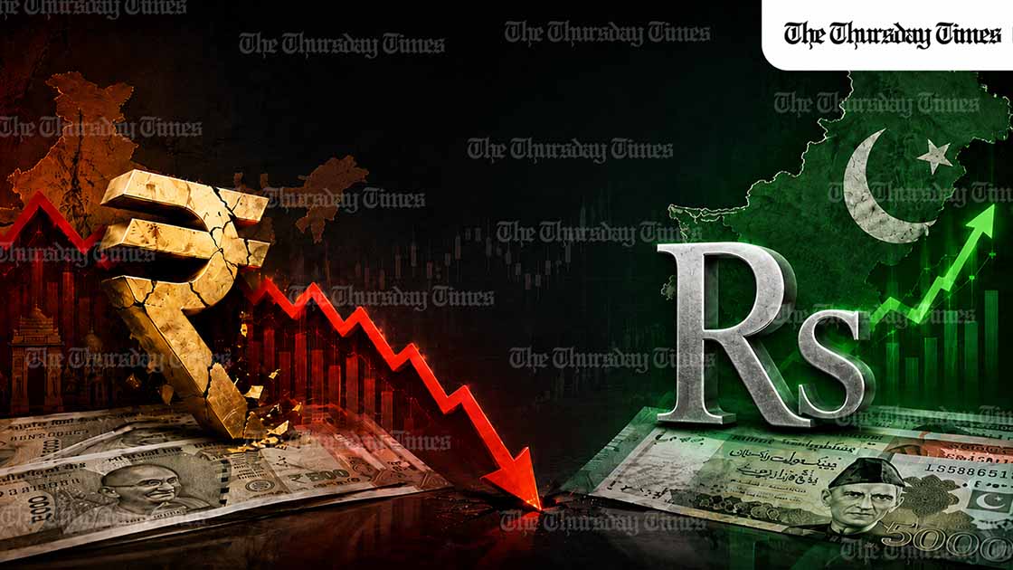 The Indian rupee has fallen nearly thirteen per cent against the Pakistani rupee since Operation Sindoor. — FILE/THE THURSDAY TIMES
