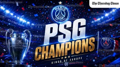 Paris Saint-Germain celebrate winning the 2026 UEFA Champions League title after defeating Arsenal 4-3 on penalties in Budapest. — FILE/THE THURSDAY TIMES