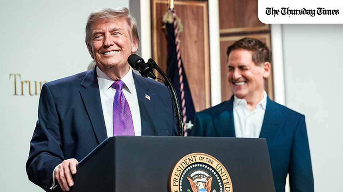 President Donald Trump at the White House podium with the presidential seal. — FILE/THE WHITE HOUSE