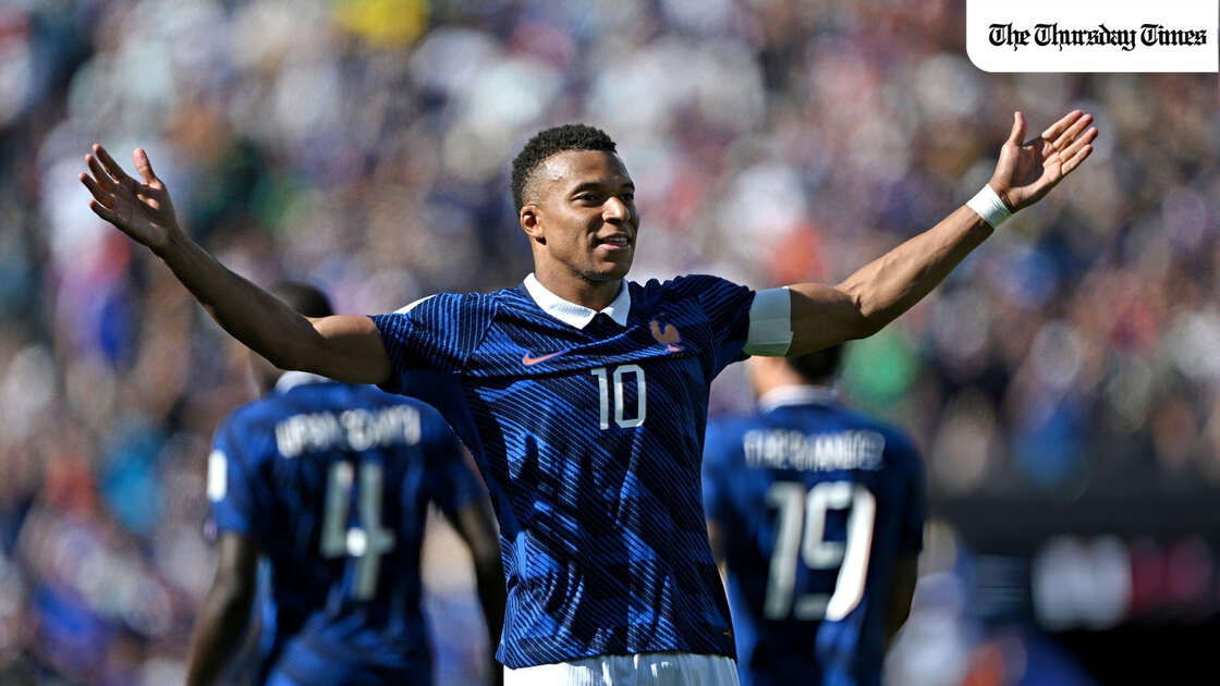 Kylian Mbappe #10 of France celebrates scoring his team's second goal during the FIFA World Cup 2026 Group I match between France and Senegal at New York New Jersey Stadium on June 16, 2026 in East Rutherford, New Jersey. (Photo by Shaun Botterill - FIFA/FIFA via Getty Images)
