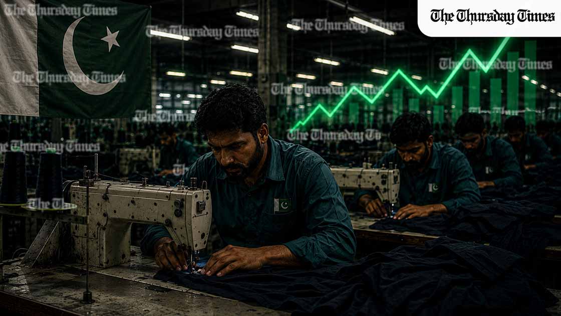 Pakistan’s factory activity returned to growth in May, with the HBL–S&P Global PMI rising above the neutral mark as new orders recovered and export demand strengthened. — MICHAEL MCCALL FOR THE THURSDAY TIMES