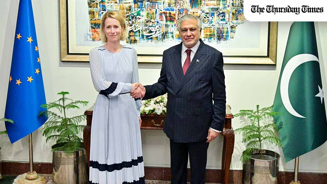 EU High Representative Kaja Kallas and Deputy Prime Minister Ishaq Dar at the 8th Pakistan-EU Strategic Dialogue in Islamabad on 1 June 2026. — FILE