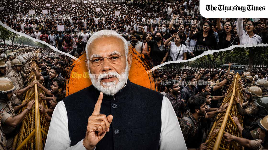 India's government waited out its students, then used force, then blamed Pakistan. Each step came off the same shelf. Each one has failed. — MICHAEL MCCALL FOR THE THURSDAY TIMES