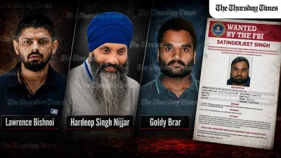 The US has charged Lawrence Bishnoi, and Goldy Brar with directing the 2023 murder of Sikh leader Hardeep Singh Nijjar in Canada. — COLLAGE/THE THURSDAY TIMES