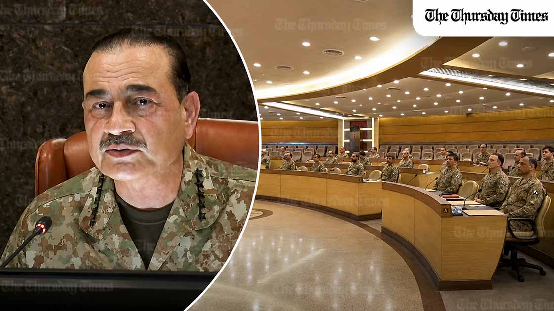 Pakistan's Corps Commanders' Conference has held the Afghan Taliban directly responsible for allowing Indian-sponsored terror groups to use Afghan soil to attack Pakistan, reaffirming Operation Ghazab-lil-Haq and warning on the Indus Waters Treaty. — FILE/THE THURSDAY TIMES