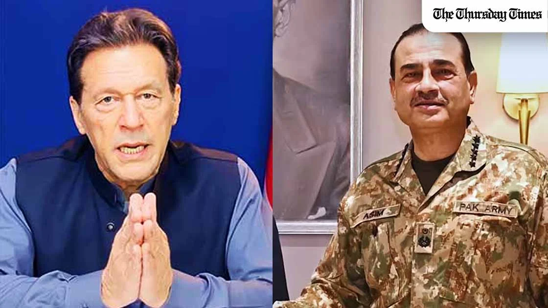 A combined file photo shows PTI founder Imran Khan (L) and CDF Field Marshal Syed Asim Munir (R). — FILE/THE THURSDAY TIMES