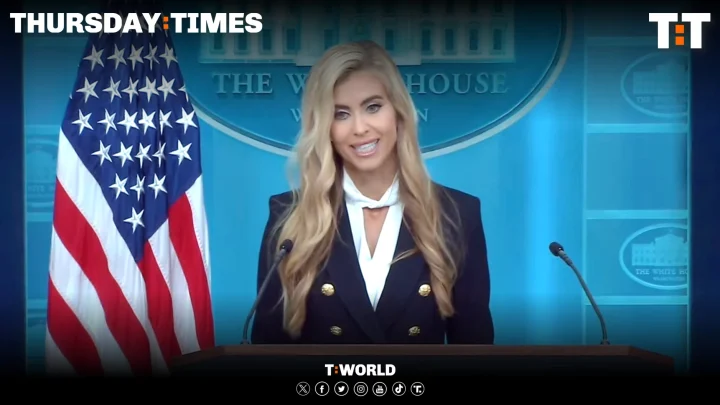 Trump says his new spokesperson should reconsider the role, as reports say she is leaving after a short debut briefing and questions over her credentials. — FILE