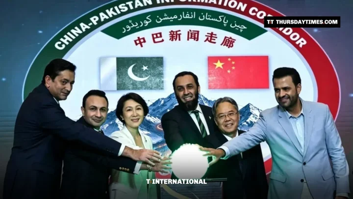 Information Minister Ataullah Tarar, Chinese Foreign Ministry Spokesperson Mao Ning and Chinese Ambassador Jiang Zaidong at the launch of the China-Pakistan Information Corridor in Islamabad. — PHOTO VIA X/@SPOXCHN_MAONING