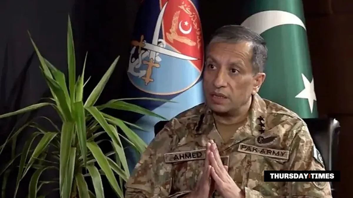 DG ISPR Lieutenant General Ahmed Sharif Chaudhry during a television interview — SCREENGRAB VIA CNN