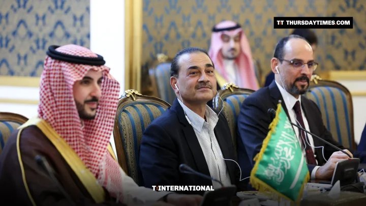 Saudi Defence Minister Prince Khalid bin Salman, Field Marshal Asim Munir and Turkish intelligence chief Ibrahim Kalin attend talks with Iran’s leadership in Tehran on Monday. — IRANIAN STATE MEDIA