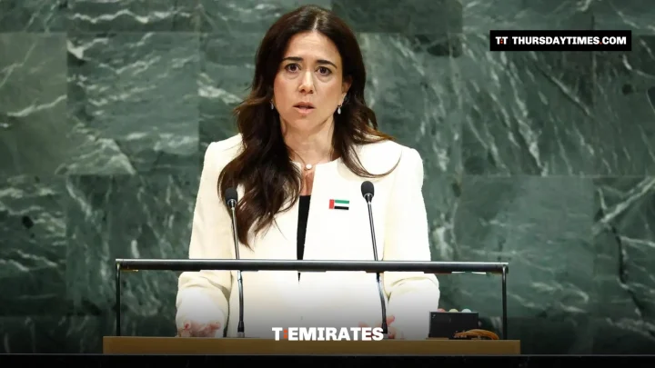 Lana Nusseibeh addresses the United Nations General Assembly at UN headquarters in New York on September 27, 2025. — AFP