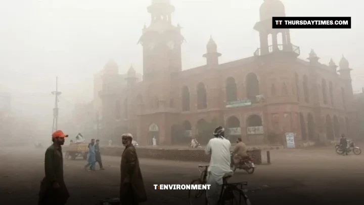 People gather on a smog-covered street in Punjab, file photo. — AFP